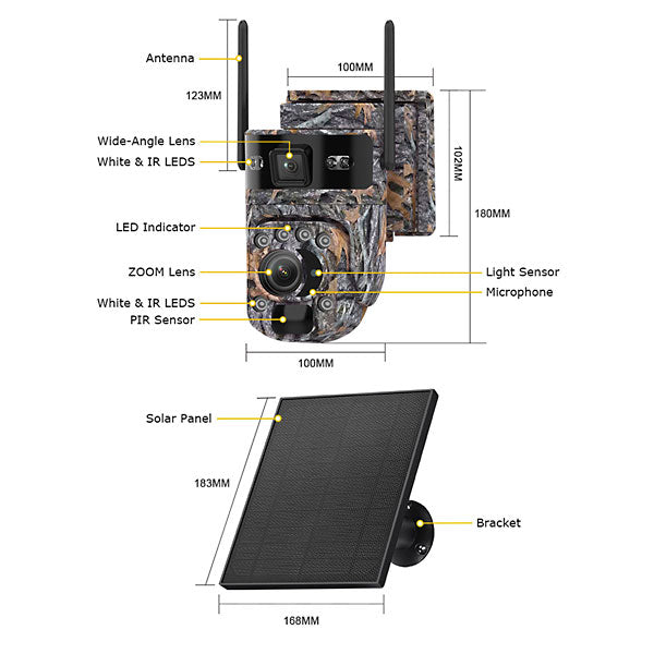 ProCam 20x Zoom PTZ Camera with Solar Panel Specs